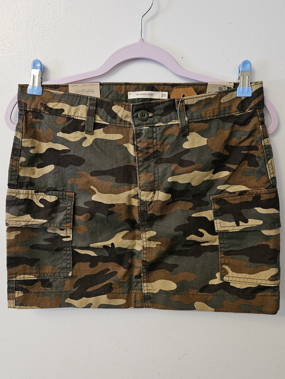 Levi's NWT Camo Cargo Mini Skirt - Classic Green & Brown Camouflage